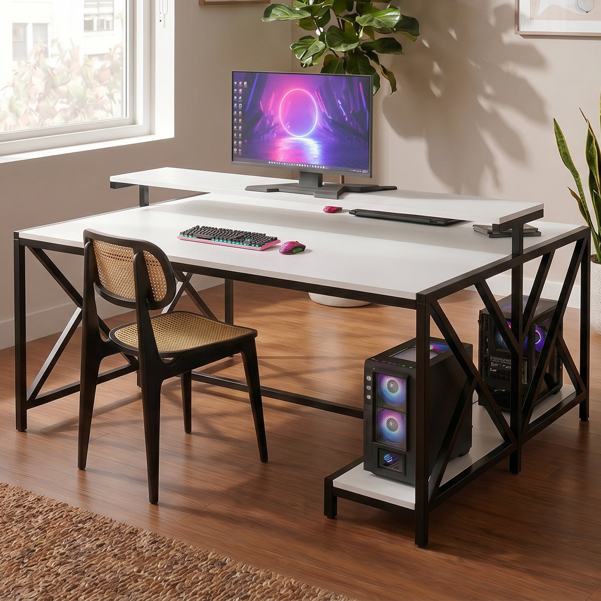 Hammer Computer Table With Open Storage By Riyan Luxiwood.