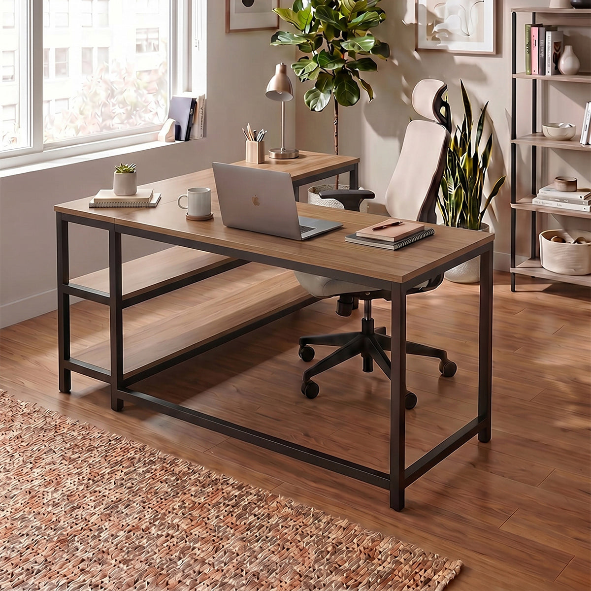 Optimus L shape desk with Storage Design by Riyan Luxiwood.