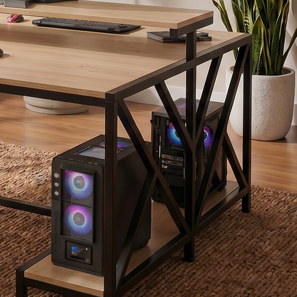 Hammer Computer Table With Open Storage By Riyan Luxiwood.