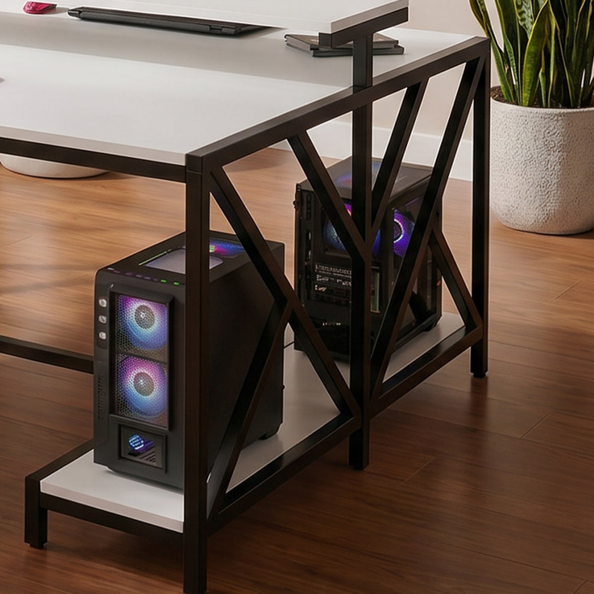 Hammer Computer Table With Open Storage By Riyan Luxiwood.
