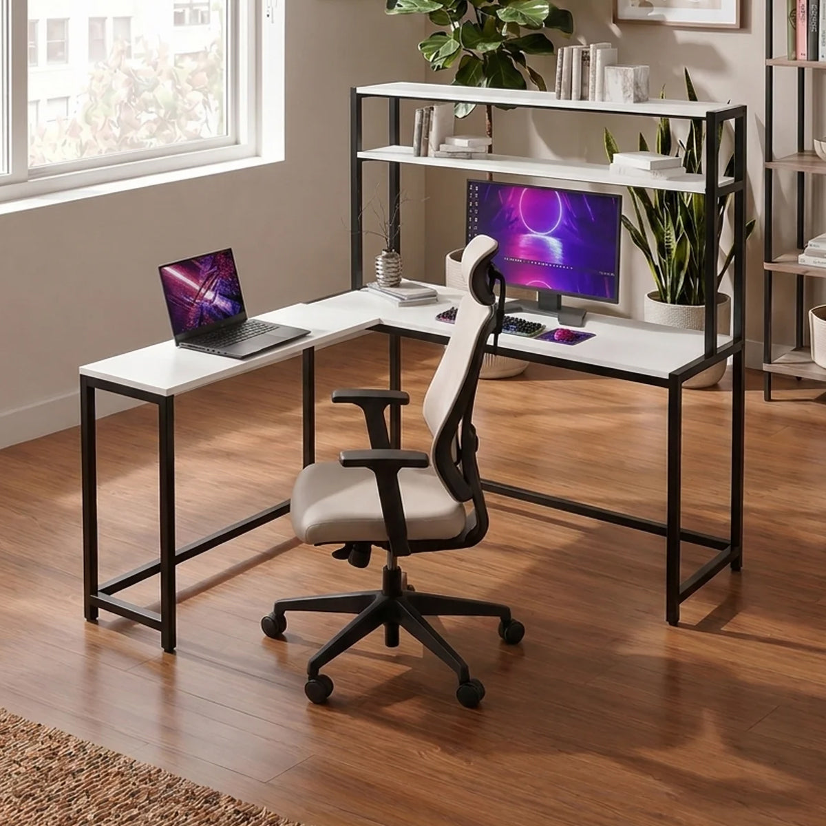 Hutch Corner Desk With Open Storage Design By Riyan Luxiwood