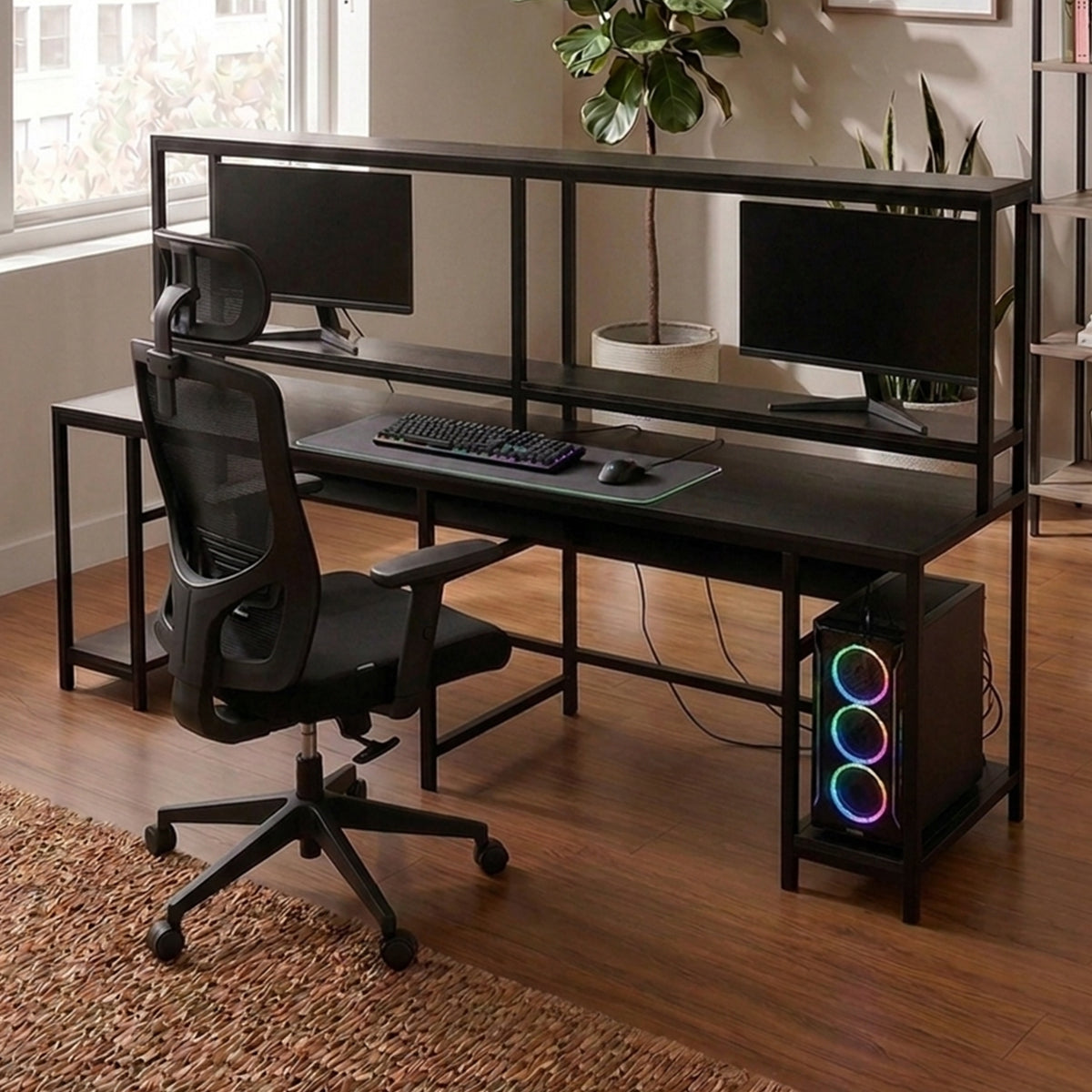 Ember Computer Table With Open Storage By Riyan Luxiwood.