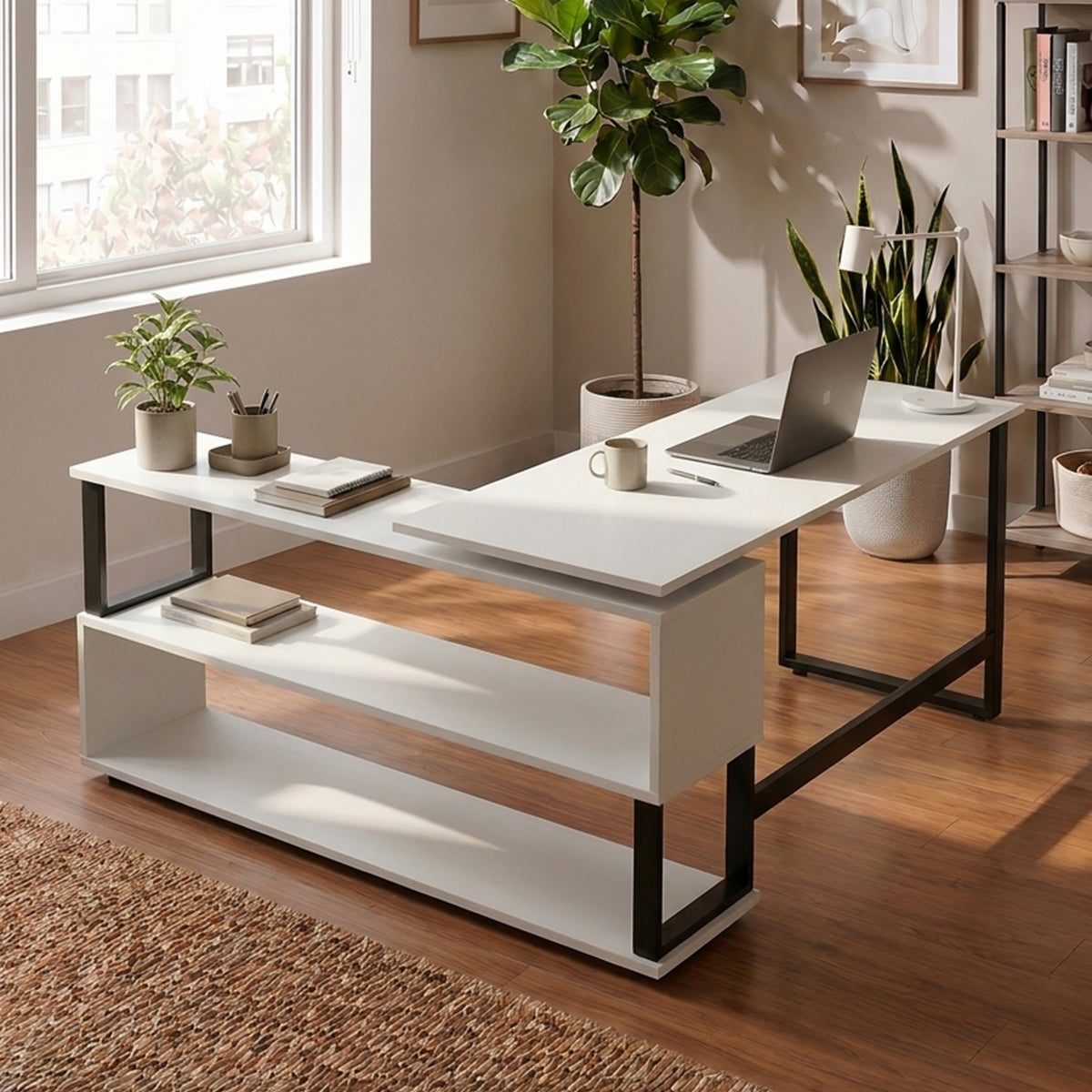 L Shaped Executive Desk with Storage Design by Riyan Luxiwood