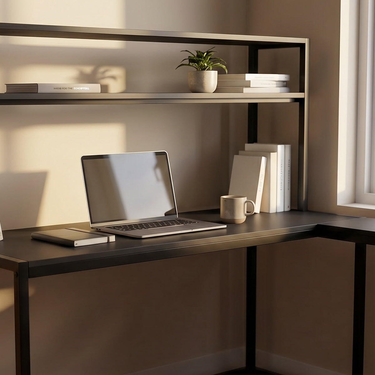 Hutch Corner Desk With Open Storage Design By Riyan Luxiwood
