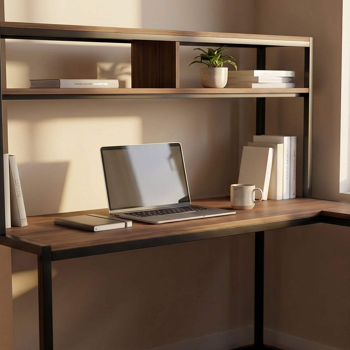 Hutch Corner Desk With Open Storage Design By Riyan Luxiwood