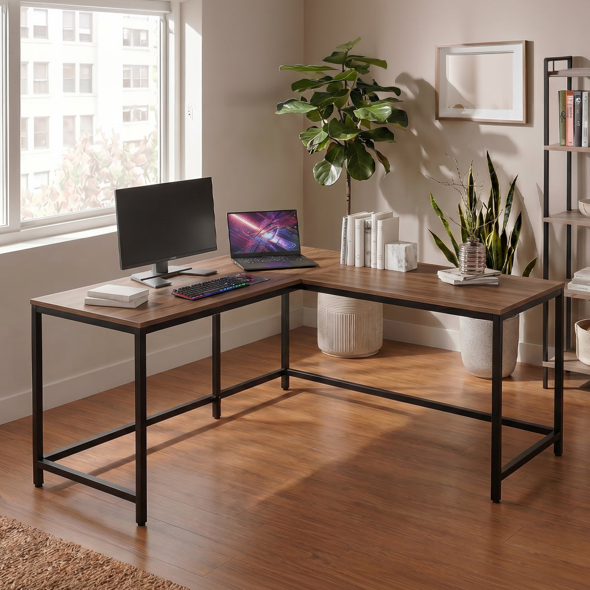 Marshal Computer Table With Open Storage By Riyan Luxiwood.