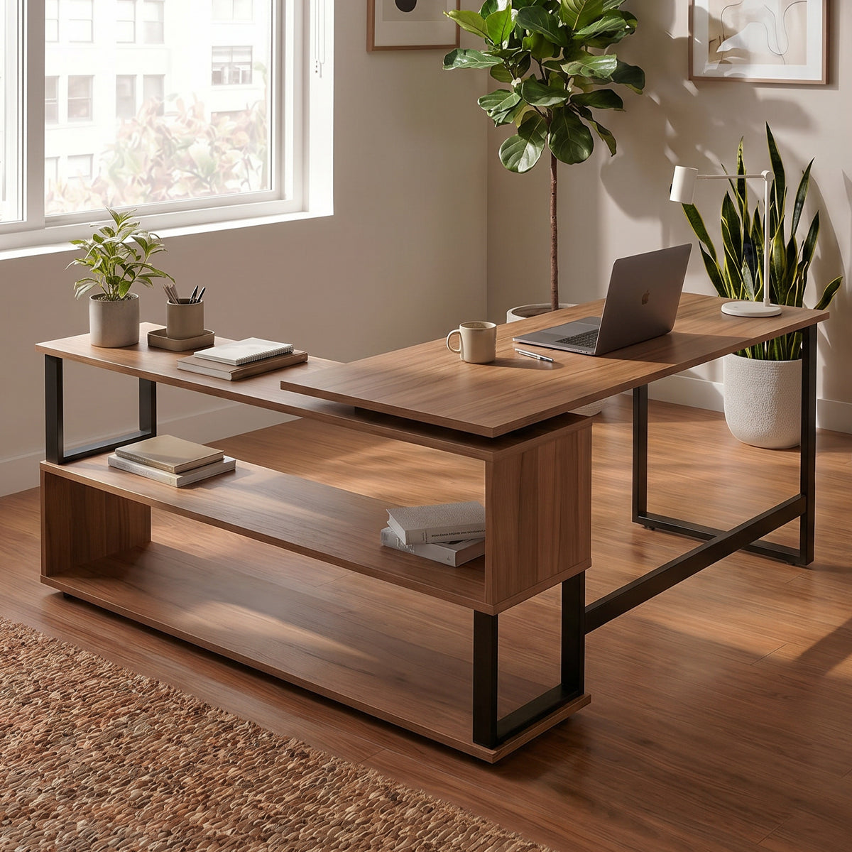 L Shaped Executive Desk with Storage Design by Riyan Luxiwood