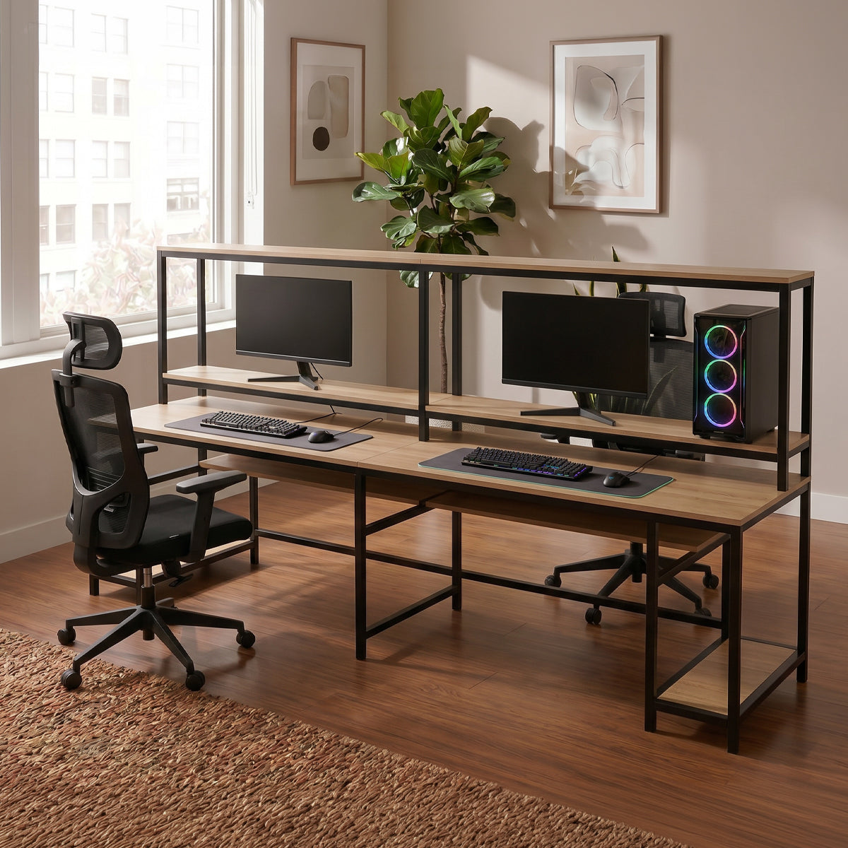 Ember Computer Table With Open Storage By Riyan Luxiwood.