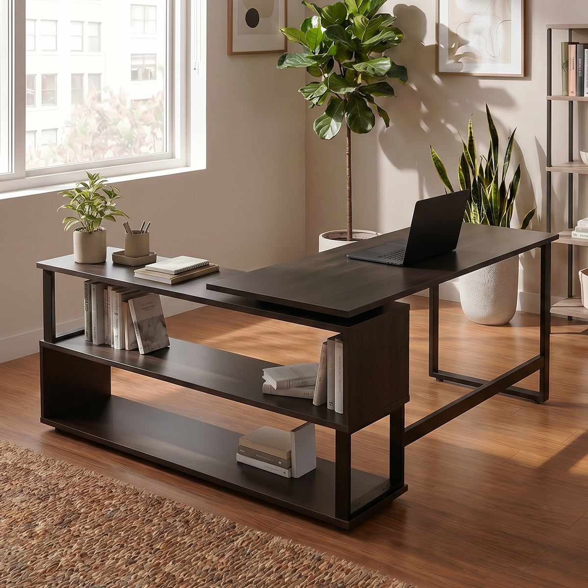 L Shaped Executive Desk with Storage Design by Riyan Luxiwood