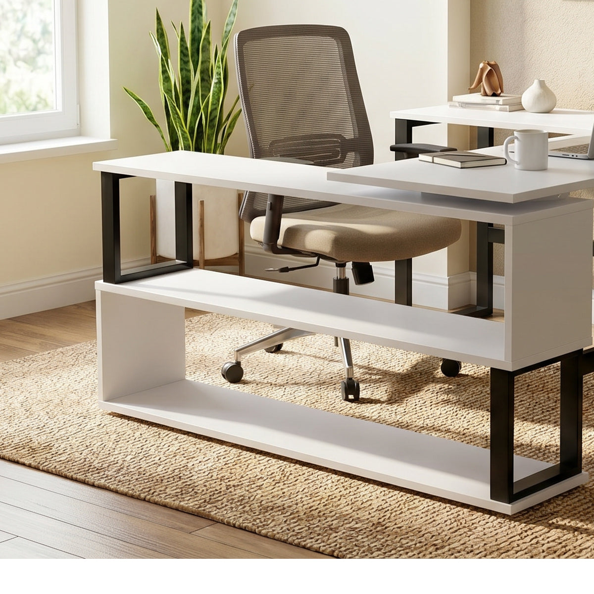 L Shaped Executive Desk with Storage Design by Riyan Luxiwood