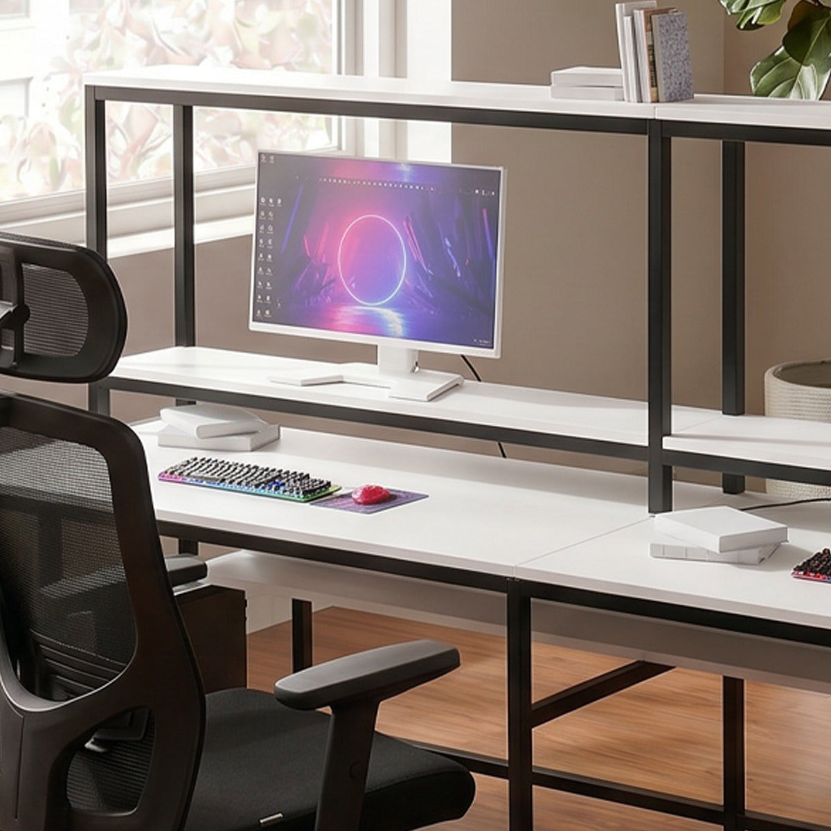 Ember Computer Table With Open Storage By Riyan Luxiwood.