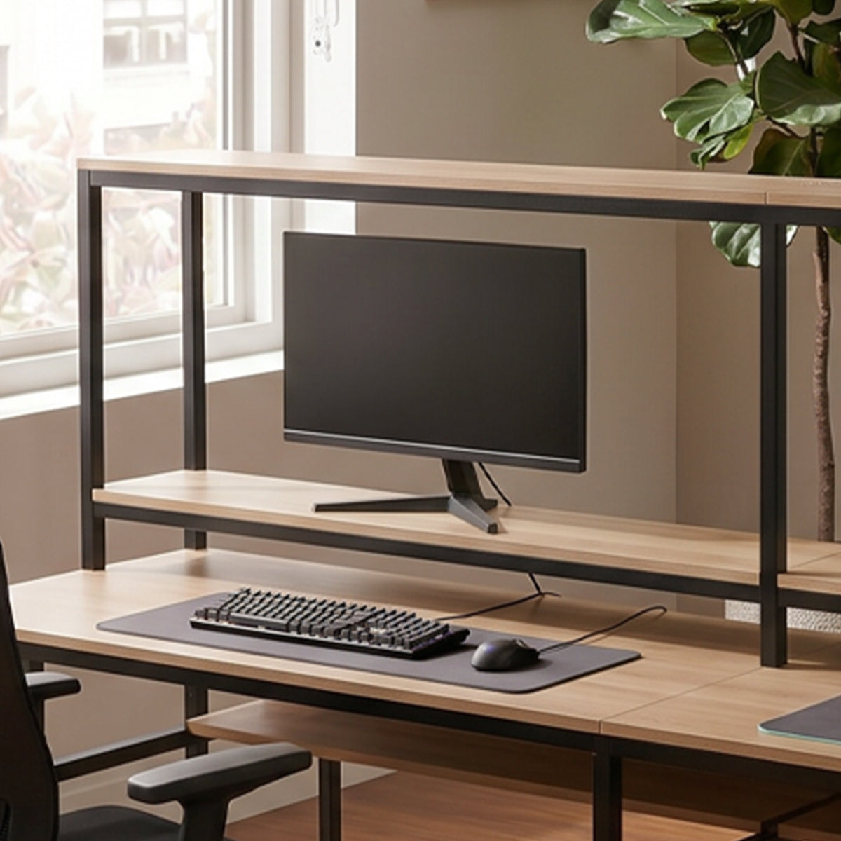 Ember Computer Table With Open Storage By Riyan Luxiwood.