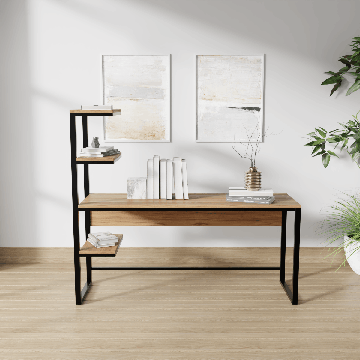 Valor Study Table with Shelves by Riyan Luxiwood