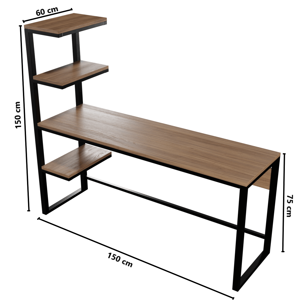 Valor Study Table with Shelves by Riyan Luxiwood