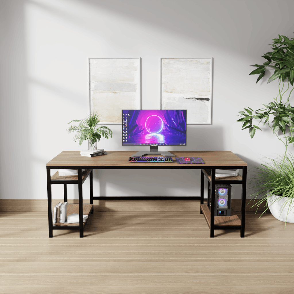 Edward Computer Table With Open Storage By Riyan Luxiwood.