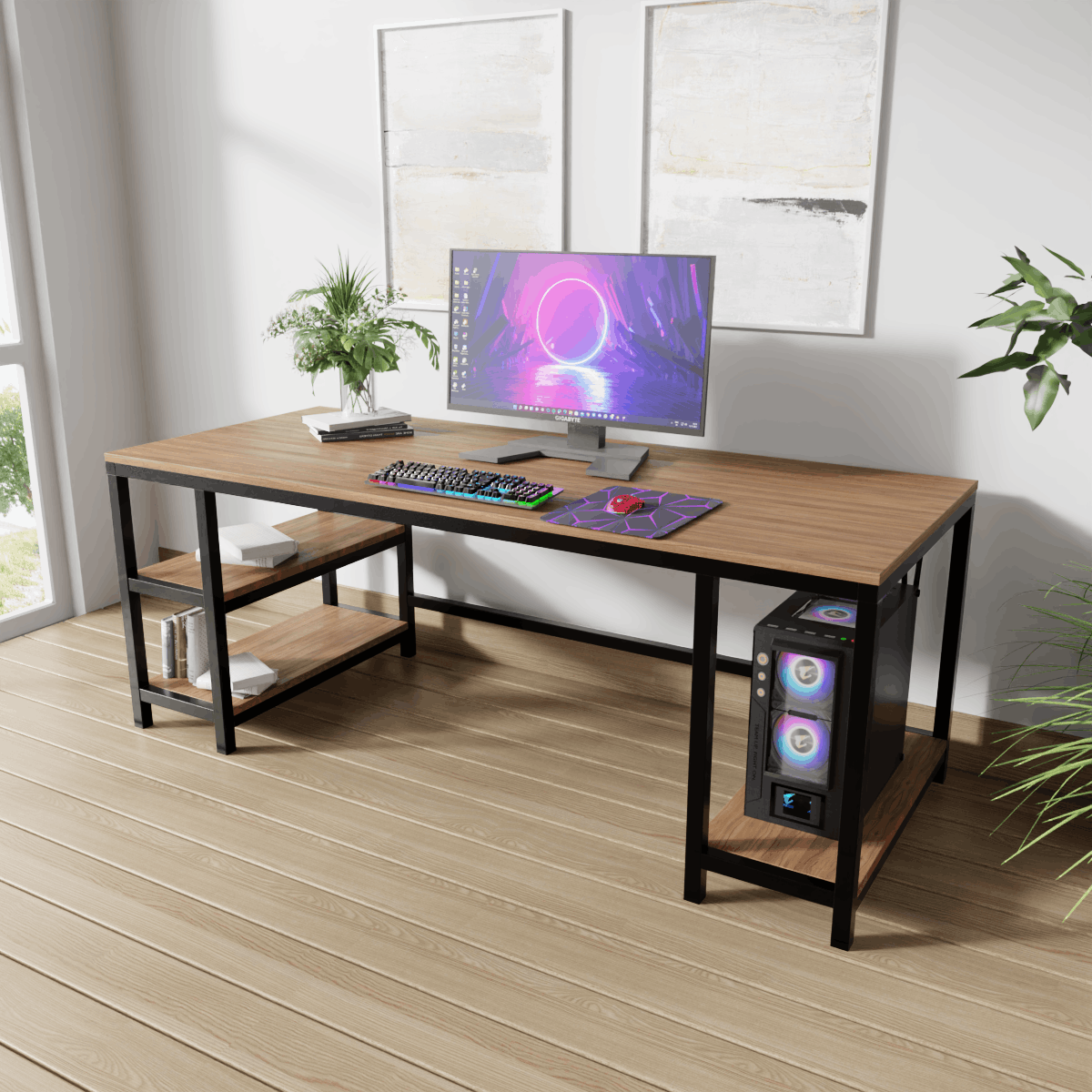 Jackson computer Table With Open Storage By Riyan Luxiwood.