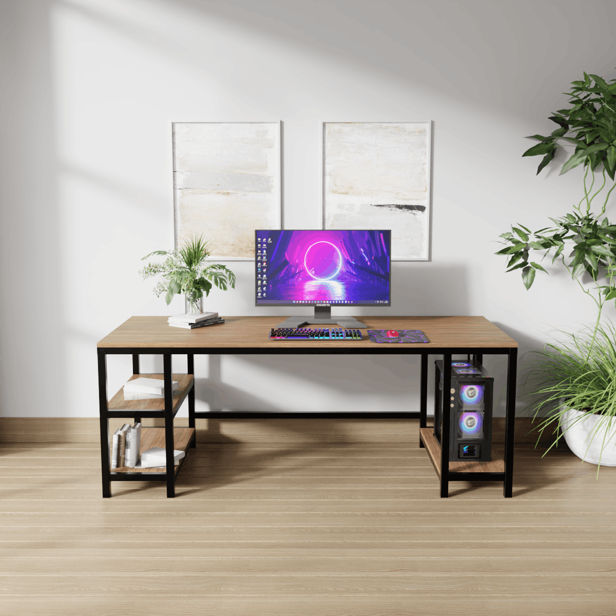 Jackson computer Table With Open Storage By Riyan Luxiwood.