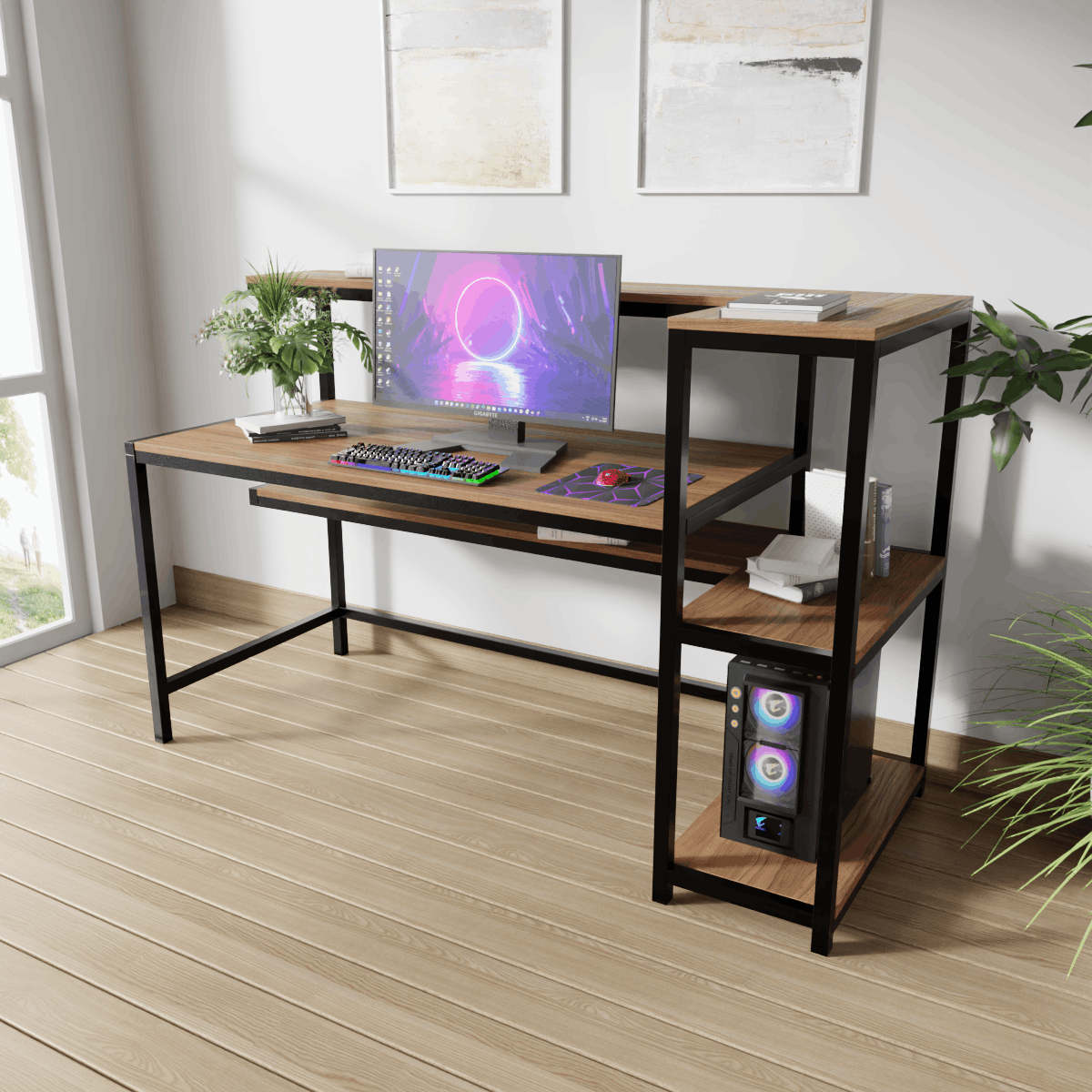 Fronx Computer Table With Open Storage By Riyan Luxiwood.