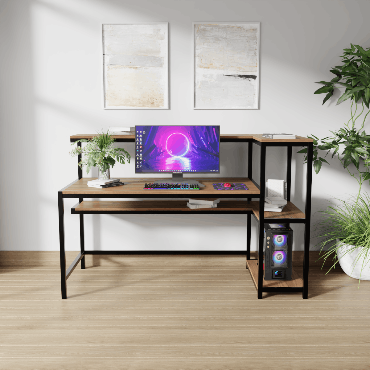 Fronx Computer Table With Open Storage By Riyan Luxiwood.