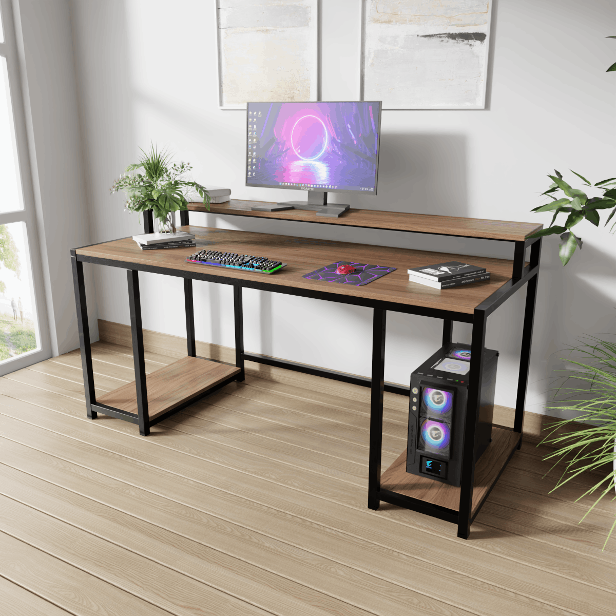 Nexus Computer Table With Open Storage By Riyan Luxiwood.