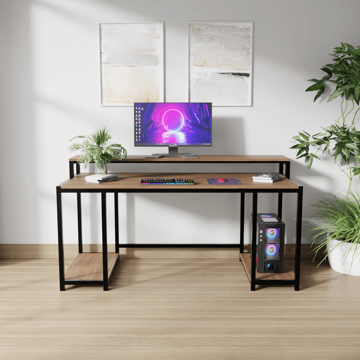 Nexus Computer Table With Open Storage By Riyan Luxiwood.