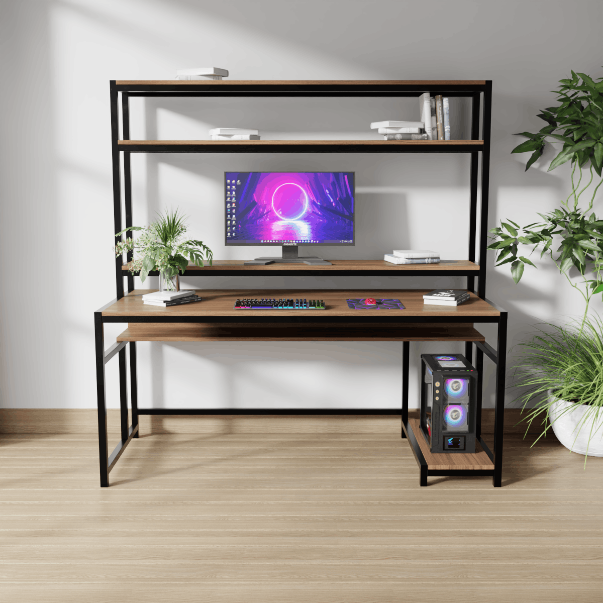 Jerry Computer Table With Open Storage By Riyan Luxiwood.