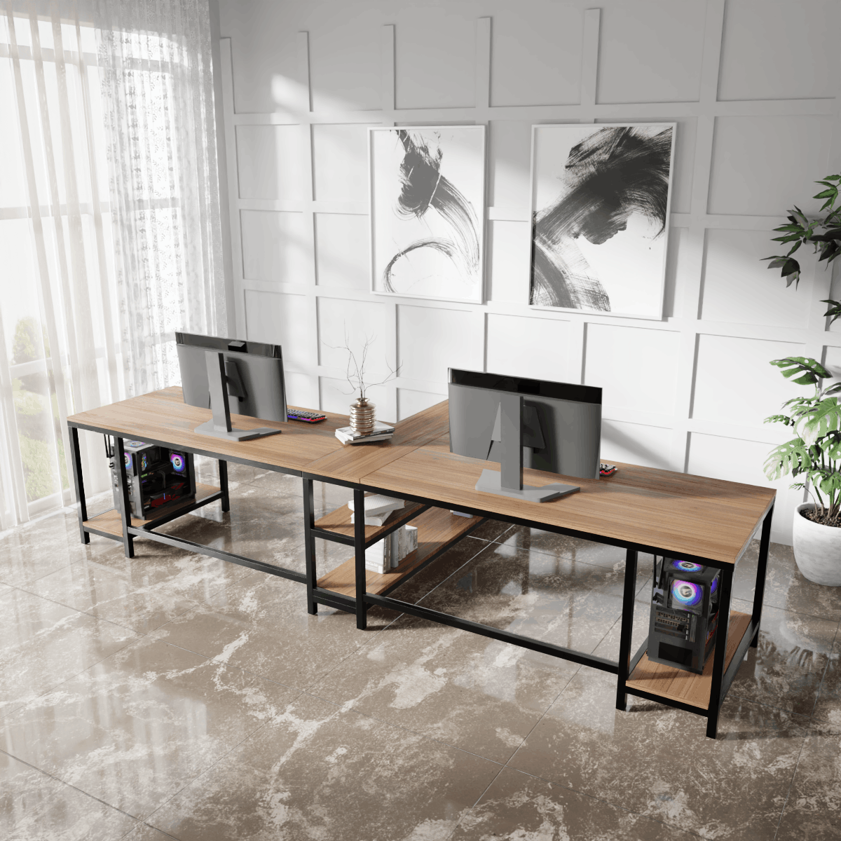Haldin Computer Table With Open Storage By Riyan Luxiwood.