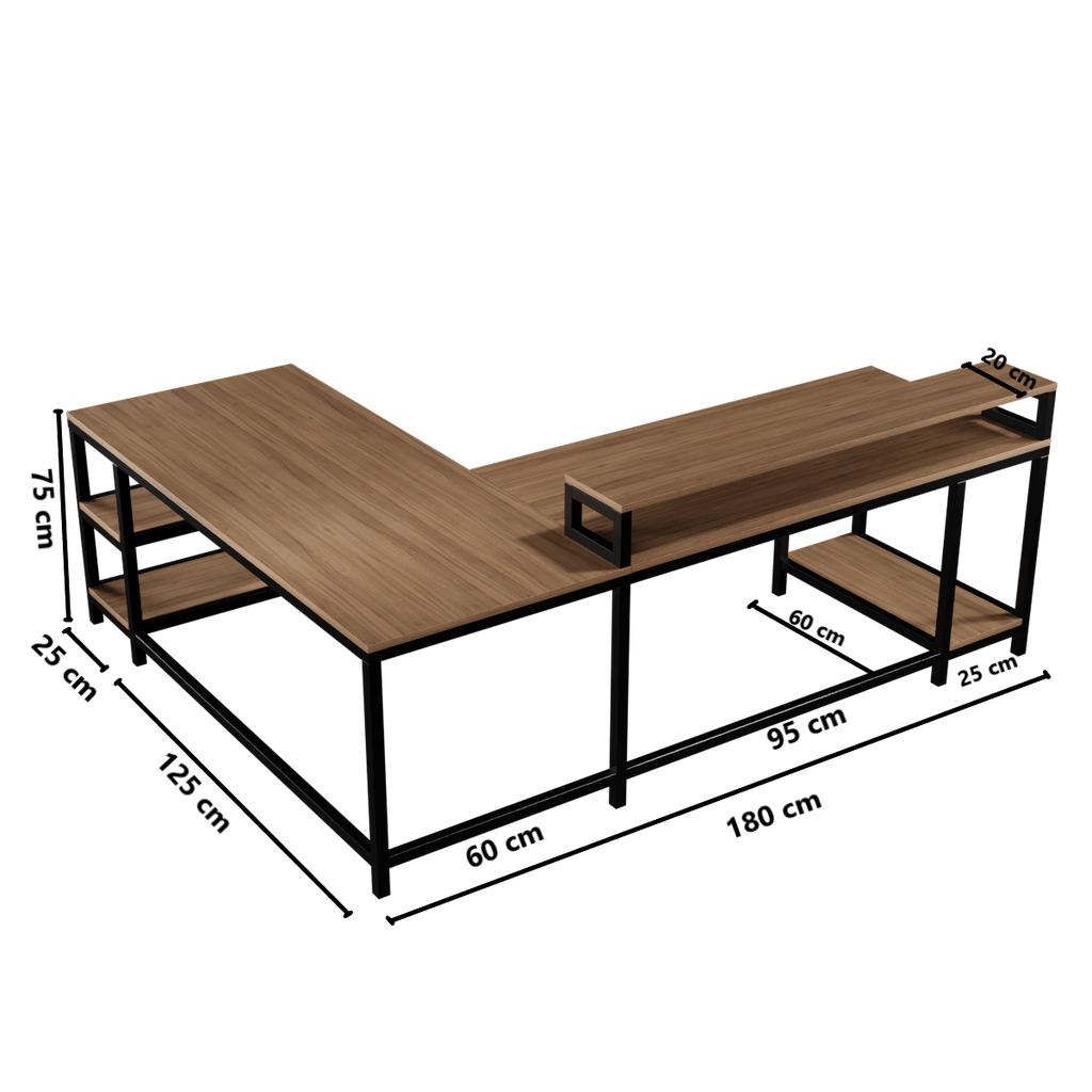 Archice L Shape Desk With Monitor Riser By Riyan Luxiwood.