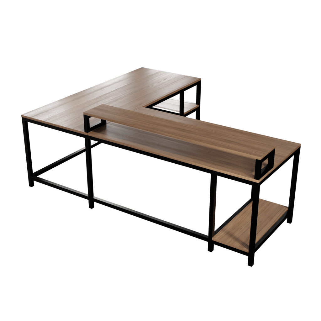 Archice L Shape Desk With Monitor Riser By Riyan Luxiwood.