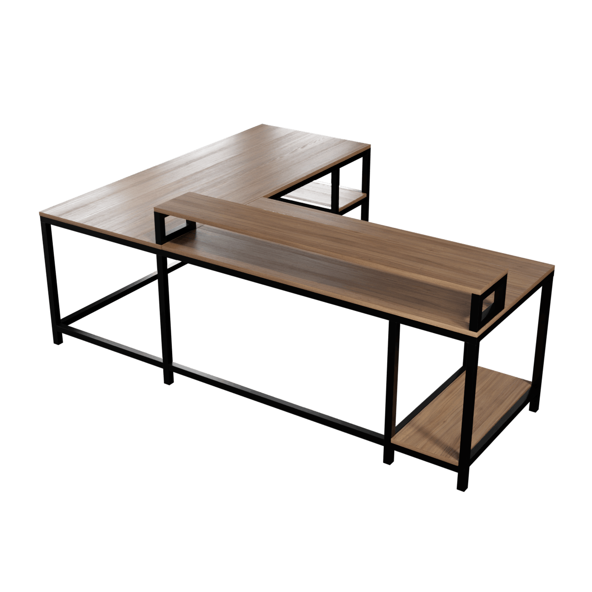 Archice L Shape Desk With Monitor Riser By Riyan Luxiwood.