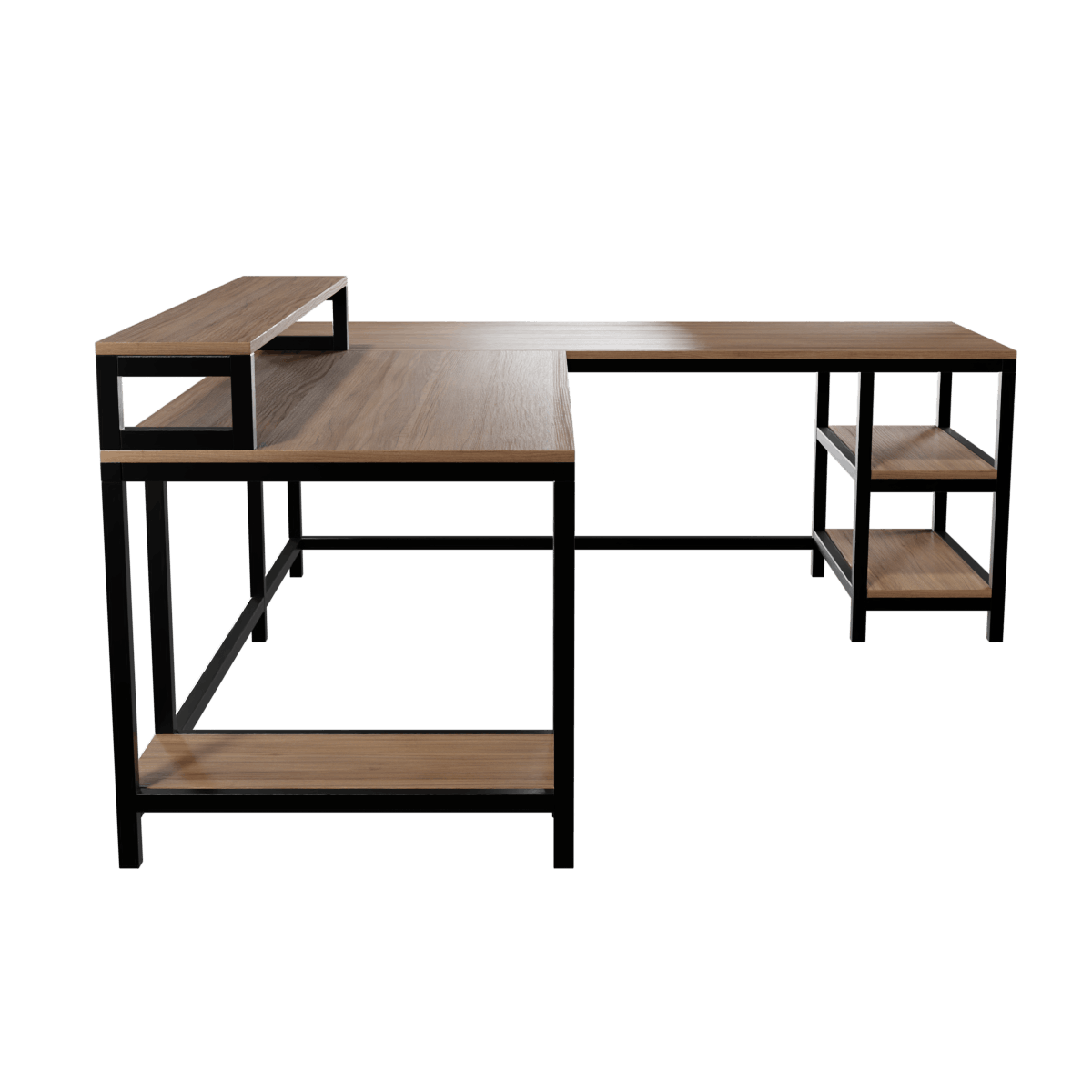 Archice L Shape Desk With Monitor Riser By Riyan Luxiwood.