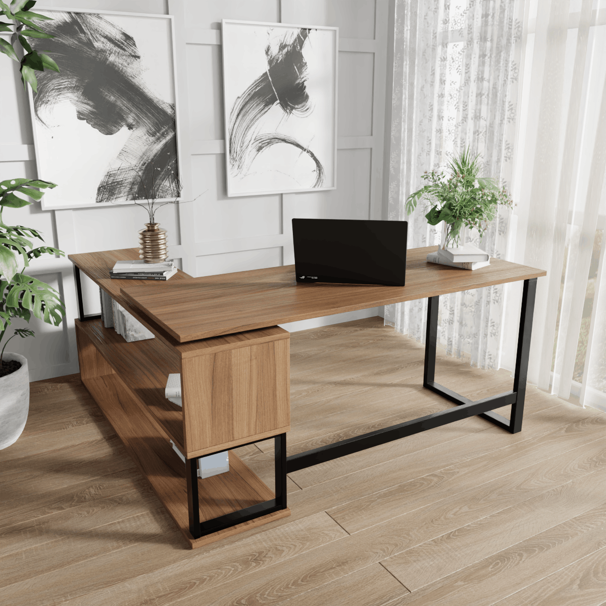 L Shaped Executive Desk with Storage Design by Riyan Luxiwood