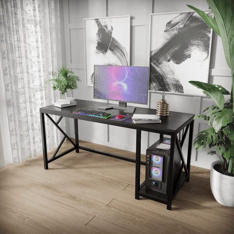 Patrick Computer Table With Open Storage By Riyan Luxiwood.