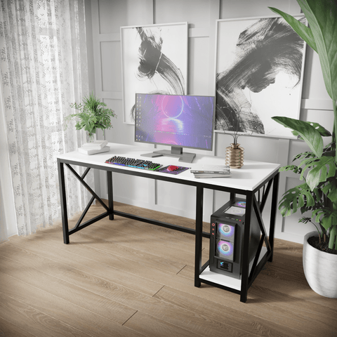 Patrick Computer Table With Open Storage By Riyan Luxiwood.