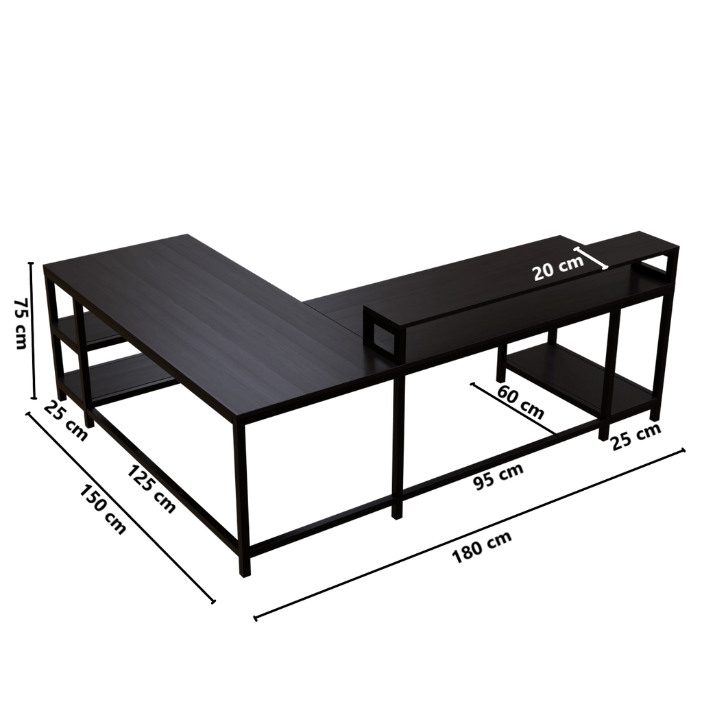 Archice L Shape Desk With Monitor Riser By Riyan Luxiwood.