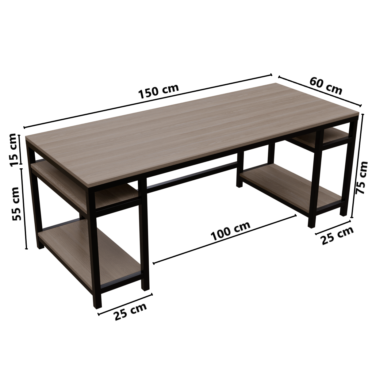 Edward Computer Table With Open Storage By Riyan Luxiwood.