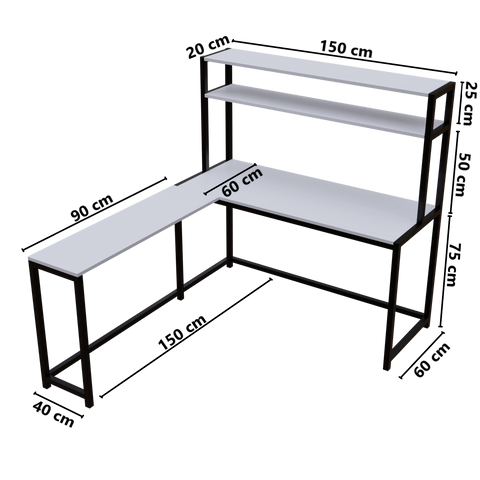 Hutch Corner L Shaped Study Table With Open Storage Design By Riyan Luxiwood
