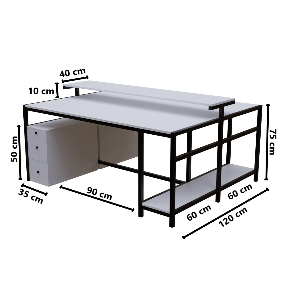 Hammer Computer Table With Open Storage By Riyan Luxiwood.