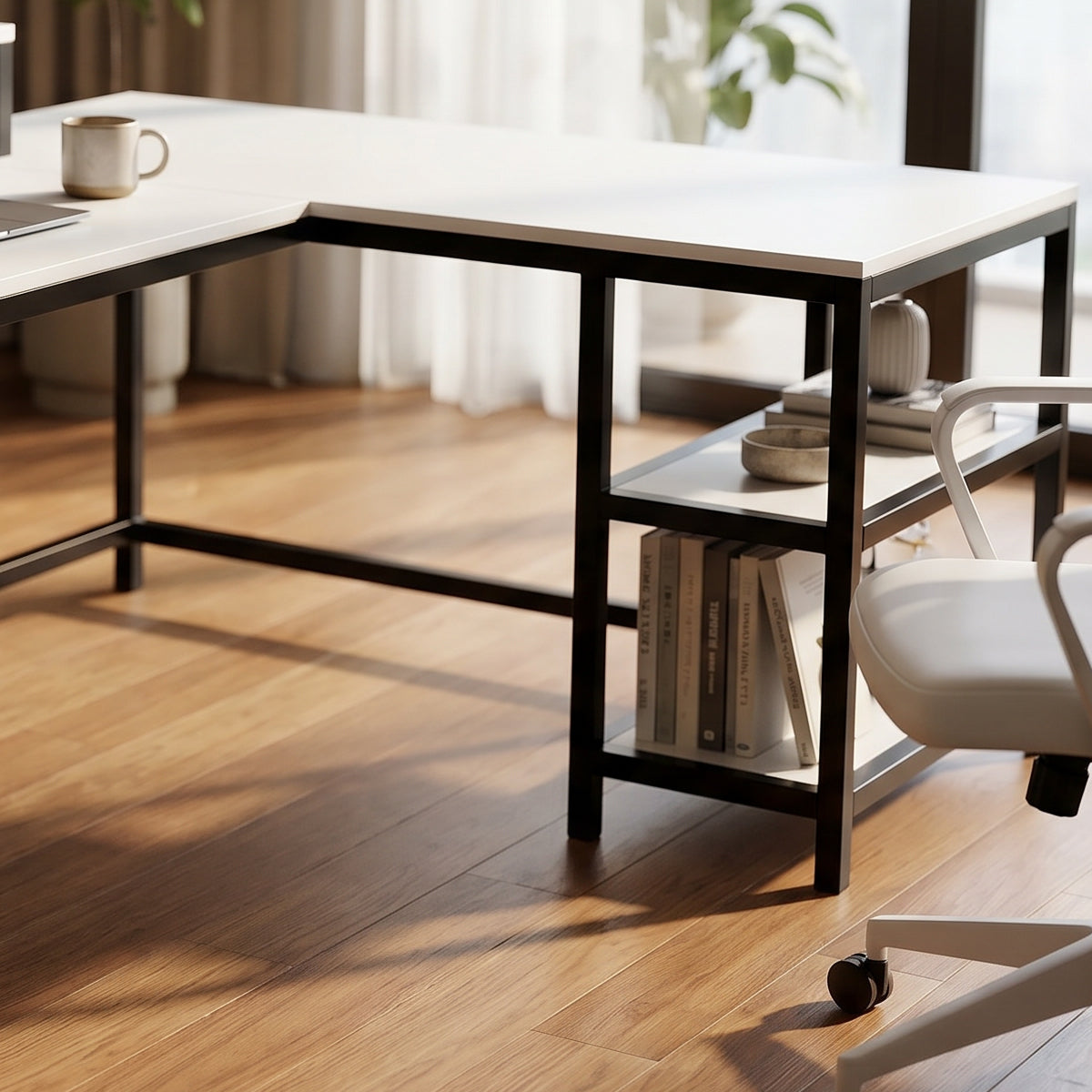 Archice L Shape Desk With Monitor Riser By Riyan Luxiwood.