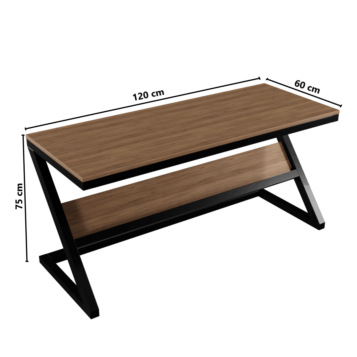 Z Type Study Table With Open Storage in Metal Legs by Riyan Luxiwood