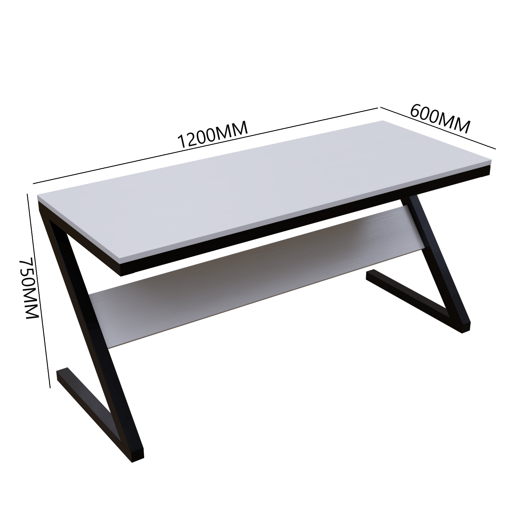 Z Type Study Table With Open Storage in Metal Legs by Riyan Luxiwood
