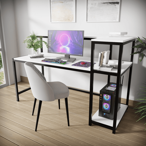 Patrick Computer Table With Open Storage By Riyan Luxiwood.