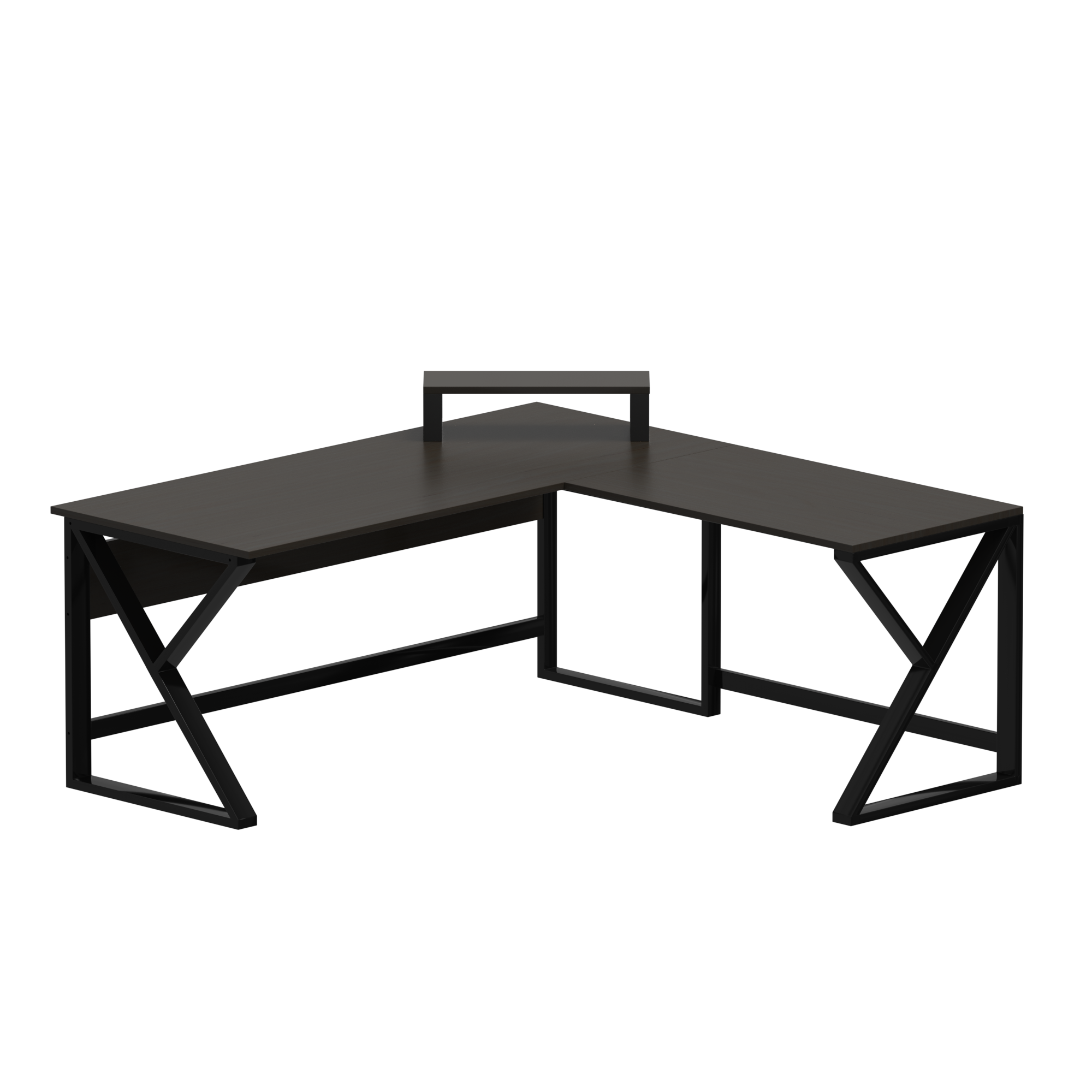 Fabio L Shape Computer Table with Monitor Riser By Riyan Luxiwood