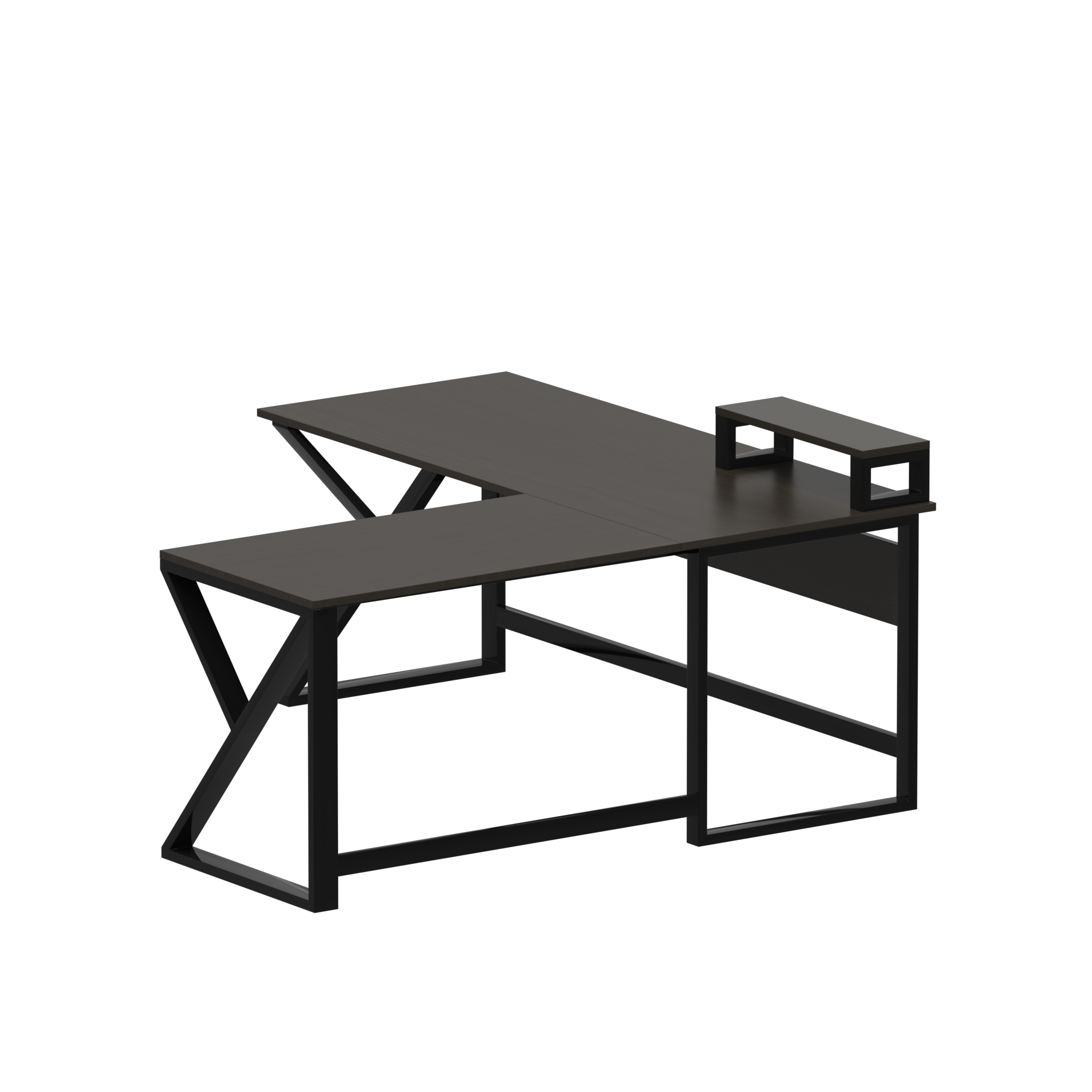 Fabio L Shape Computer Table with Monitor Riser By Riyan Luxiwood