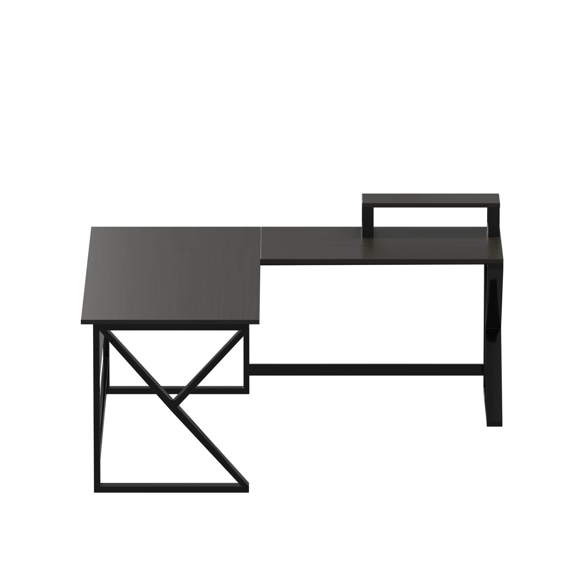 Fabio L Shape Computer Table with Monitor Riser By Riyan Luxiwood