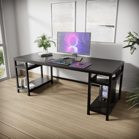 Edward Computer Table With Open Storage By Riyan Luxiwood.