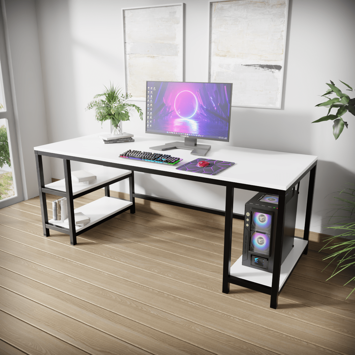 Jackson computer Table With Open Storage By Riyan Luxiwood.