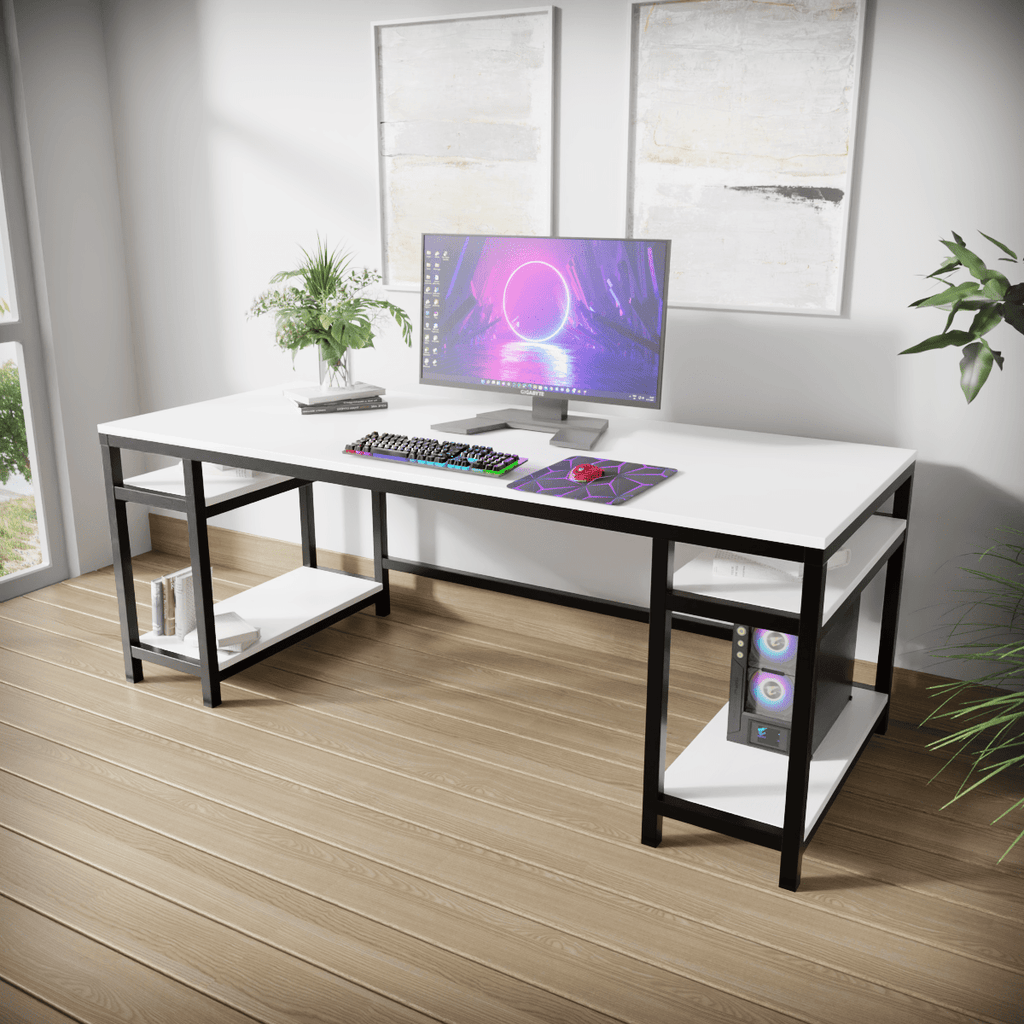 Edward Computer Table With Open Storage By Riyan Luxiwood.