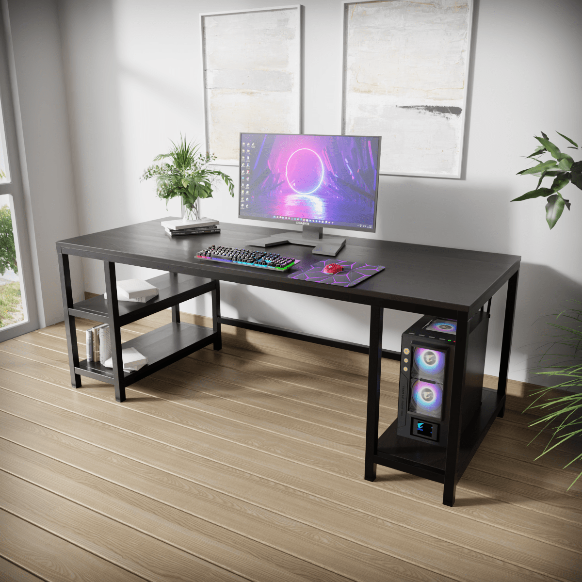 Jackson computer Table With Open Storage By Riyan Luxiwood.
