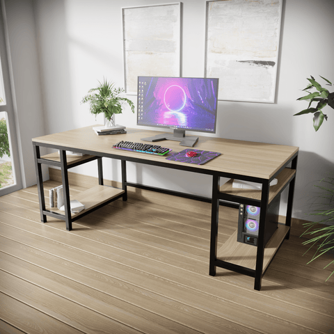 Edward Computer Table With Open Storage By Riyan Luxiwood.